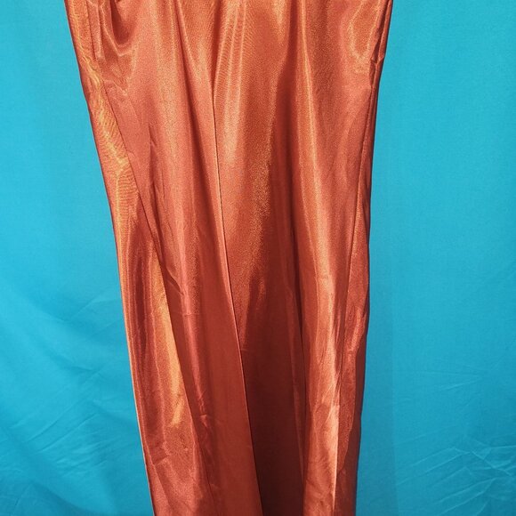 Satin Rust Orange Slip Dress For Women - Bebe - S - Picture 8 of 9